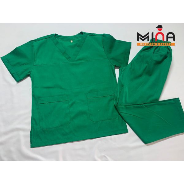 Bộ scrubs bác sĩ, quần áo y tế phẫu thuật, spa - Màu Xanh lá cây, không túi ngực