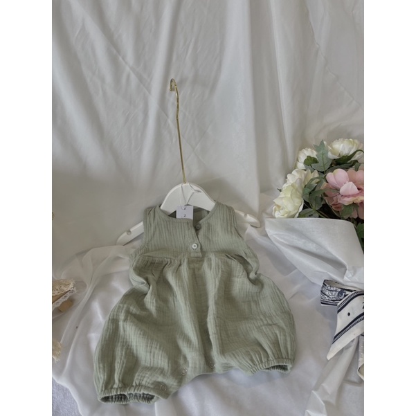 Bodysuit green muslin sát nách Nanci room