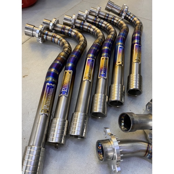 Cổ bô titan form thòng PTITANIUM combo khâu và đót cnc gắn honda wave zx nhỏ blade 2017 100 110 dream fu led future 125