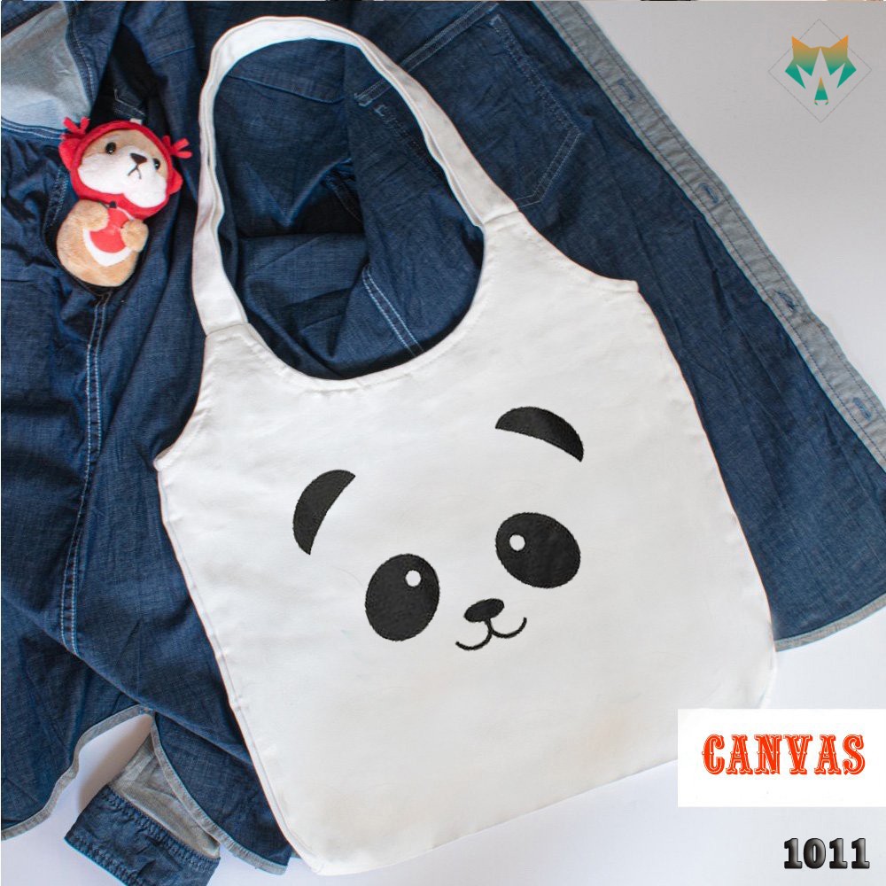 TÚI TOTE TRẮNG CHẤT VẢI CANVAS 1011 474 MẶT GẤU DỄ THƯƠNG HÀNG CHUẨN ĐẸP