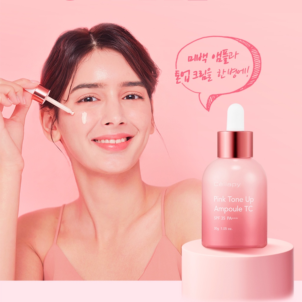 Serum Cellapy Pink Tone Up Ampoule SPF35 PA+++ 30ml Dưỡng Trắng Hồng Chống Nắng [MẪU MỚI NHẬP KHẨU CHÍNH HÃNG]