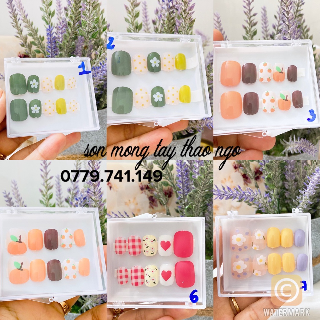 (hàng mới về) Nail Box ❤️Set 10 Móng Tay Giả Nailbox Tặng Keo Dán Móng