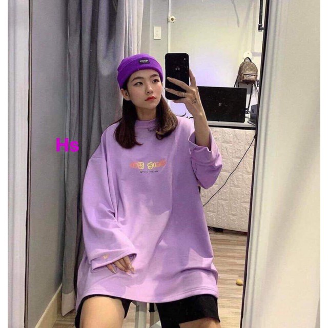 [FREESHIP ĐƠN TỪ 50K] Áo thun tím chữ Hàn chữ ngực HSU0819