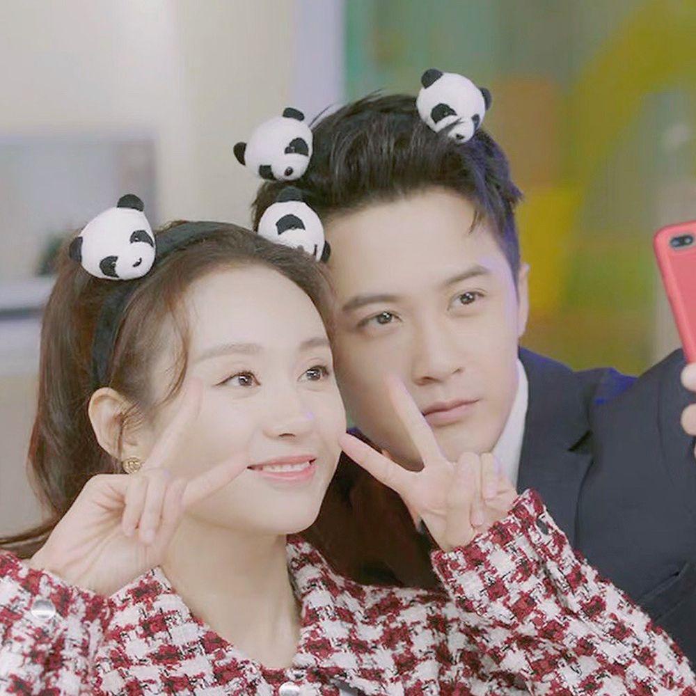 Dây Cột Tóc Đuôi Ngựa Co Giãn Thiết Kế Đầu Búp Bê Gấu Trúc Hoạt Hình 3D Dễ Thương Dành Cho Nữ