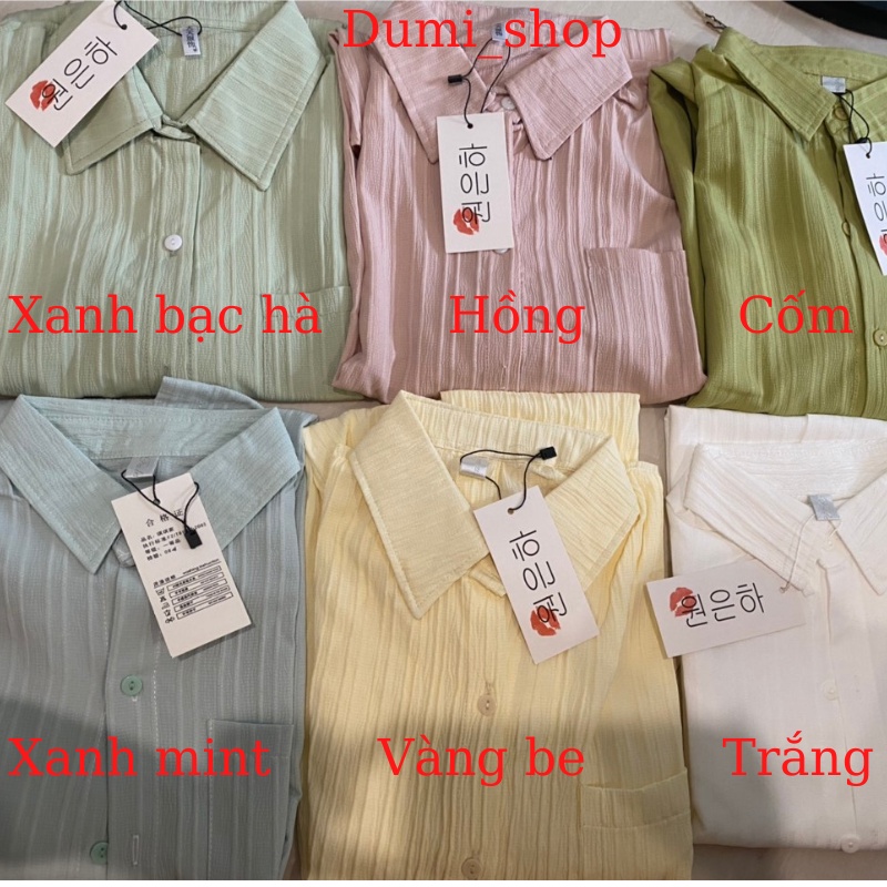 Áo sơ mi nữ tay dài công sở chất xốp kẻ sọc nhiều màu , Áo sơ mi dài tay phong cách Hàn Quốc