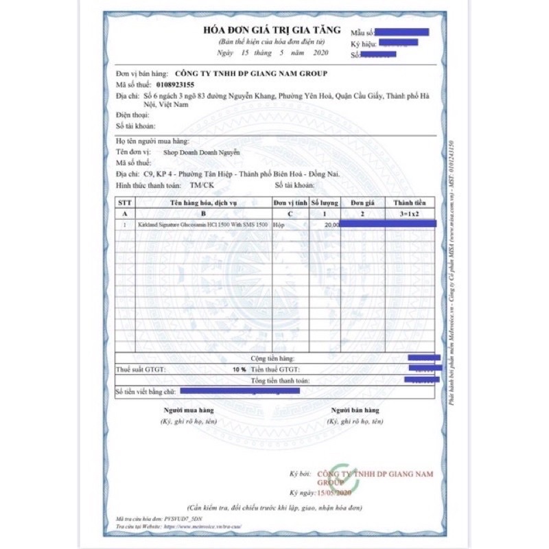 (Date T5/2024 ) Viên uống Glucosamin HCL 1500mg With MSM 1500mg glucosamine Kirkland - 375 Viên Màu Trắng