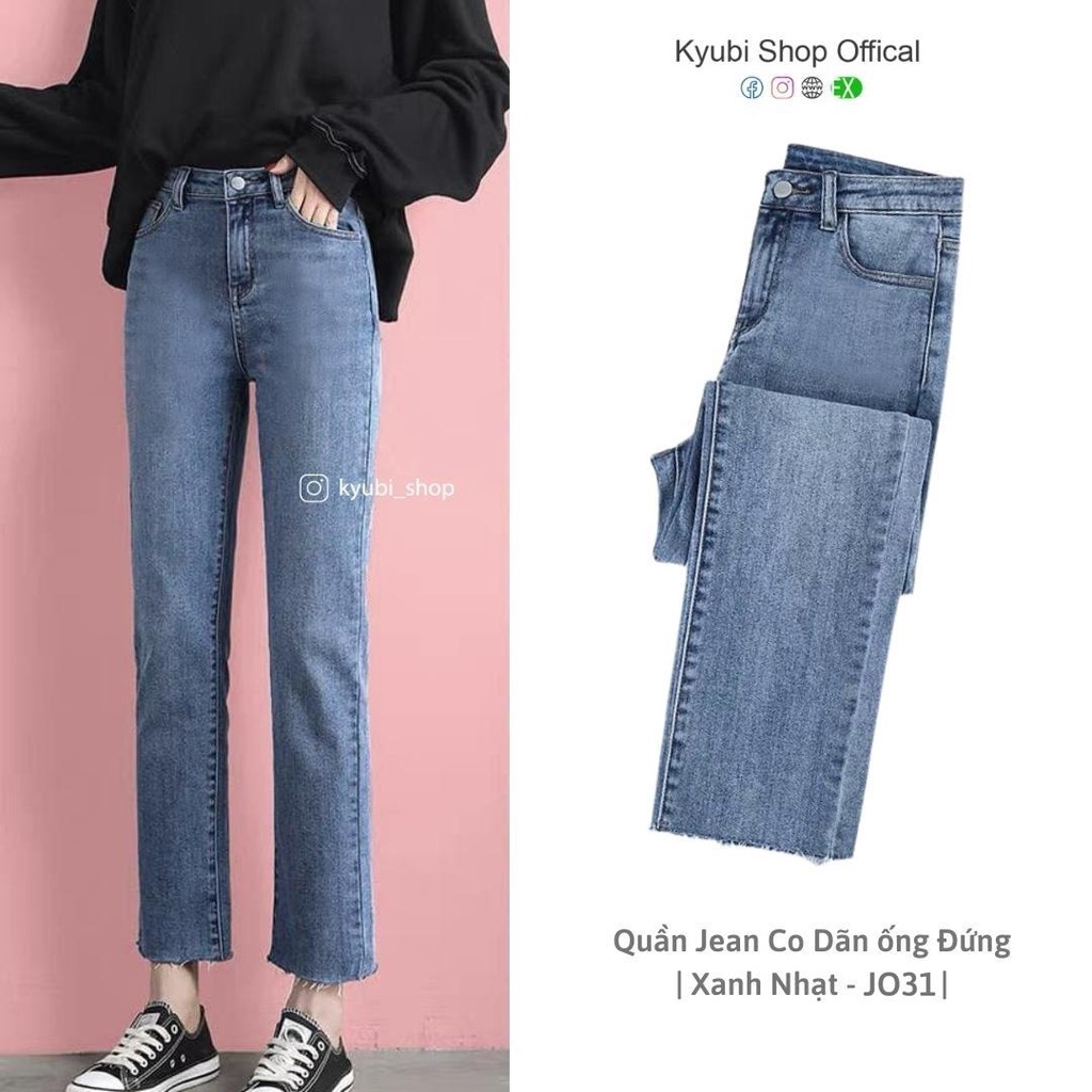 Quần jeans ống đứng co giãn Kyubi (nhiều size) - quần bò nữ form đứng co dãn phong cách Ulzzang JO31 | WebRaoVat - webraovat.net.vn