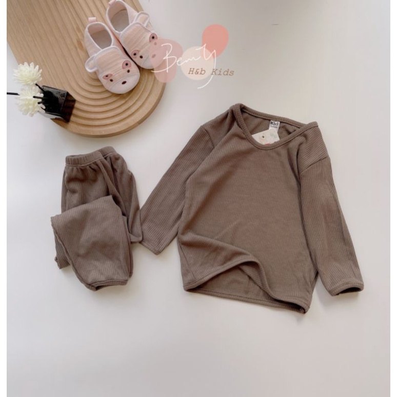 Bô Dài Tay Chất Tăm Cotton Mềm Mịn Phong Cách Hàn Quốc Cho Bé