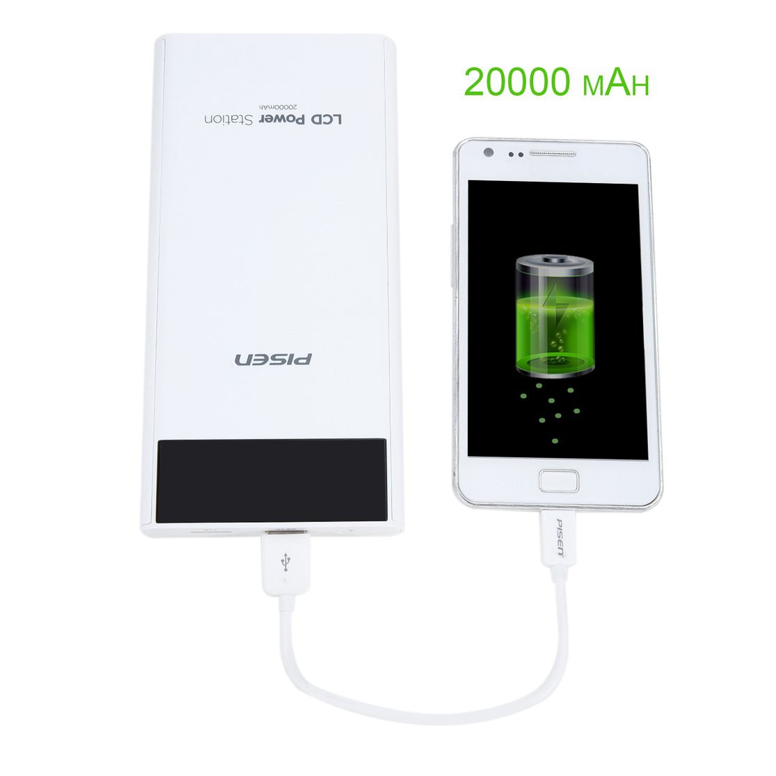 [Sạc dự phòng❤]PISEN 20000mAh Powerbank Dual USB Fast Charger LCD Display Powerbank Battery