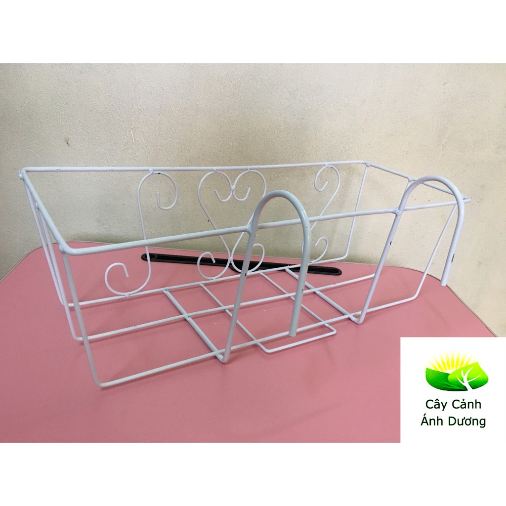 Chậu nhựa thông minh trồng rau, trồng hoa, hình chữ nhật, giá treo chậu kích thước 48x20x16cm