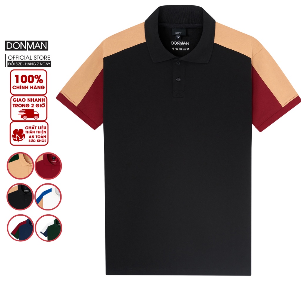 Áo thun polo nam DONMAN chất liệu  Premium Pique CVC Mình vải mềm mại,mịn màng  giữ form dáng của áo polo được lâu AT12