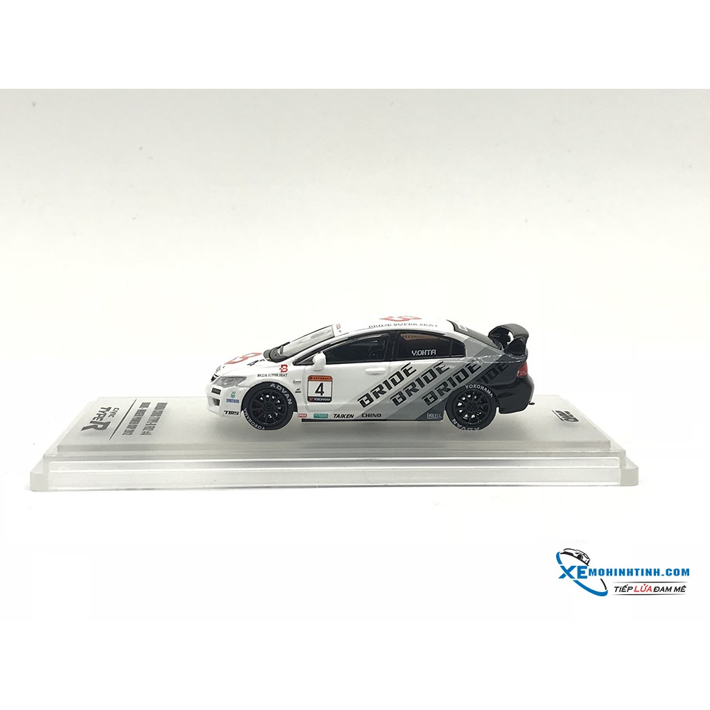 Xe Mô Hình Honda Civic Type-R FD2 #4 ''BRIDE'' Magen Power Cup Civic One Make Race 2012 1:64 Inno Model ( Trắng )