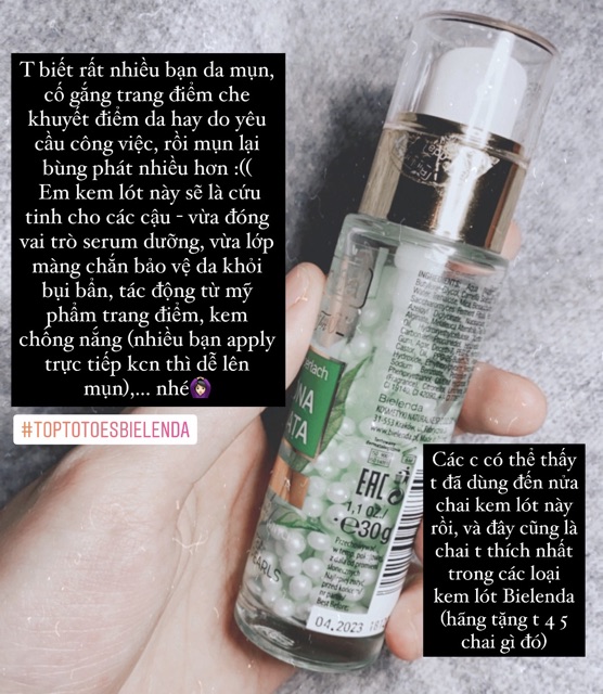 Kem lót kiêm dưỡng Bielenda Green Tea Essence In Pearls làm da mịn mướt, căng bóng, se lỗ chân lông | BigBuy360 - bigbuy360.vn