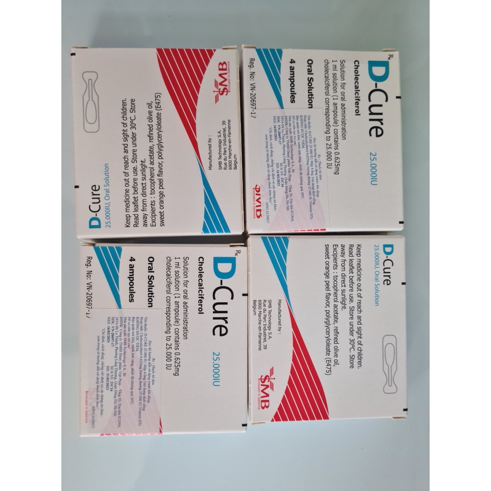 Ống Vitamin D3 Dcure dự phòng và bổ sung vitamin D hộp 4 ống
