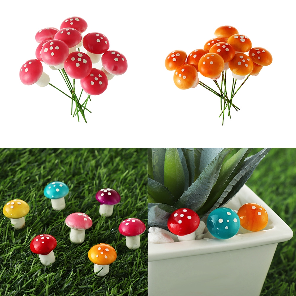 Mô hình nấm mini họa tiết chấm bi trang trí tiểu cảnh DIY