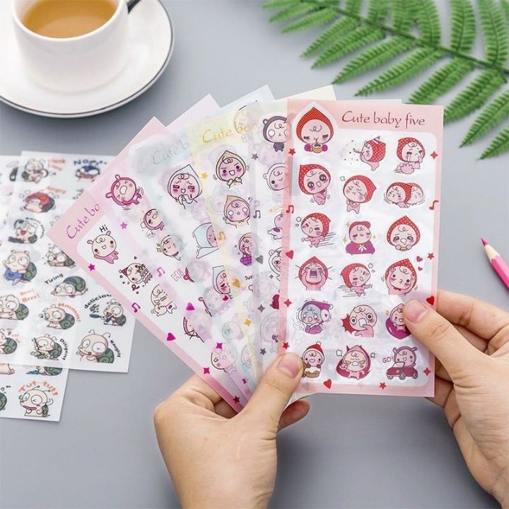 Combo 6 Miếng Dán Trang Trí Sticker Trang Trí Sticker Phong Cách Hàn Quốc Dễ Thương Cho Bé