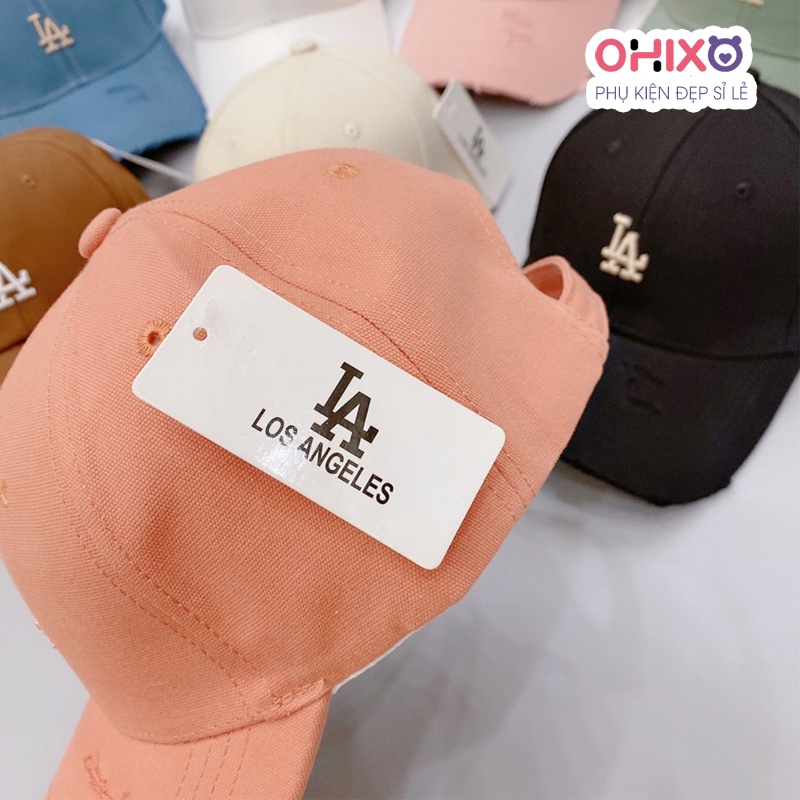 Mũ lưỡi trai nón kết LA thêu chữ rách bản xuất hàn cao cấp đơn giản thời trang phong cách ulzzang nhiều màu OHIXO LT20
