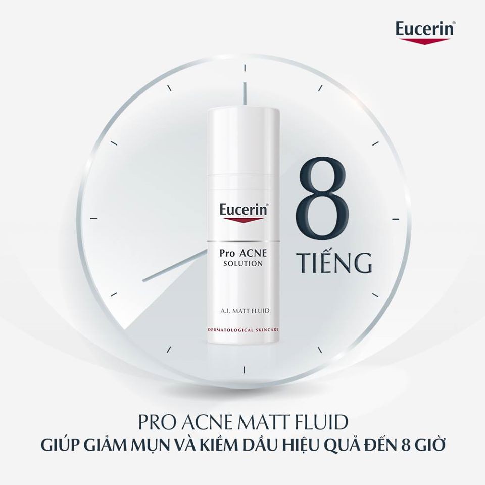 Kem dưỡng ẩm giảm nhờn mụn Eucerin proacne a.i matt fluid 50ml TẶNG mặt nạ Sexylook (Nhập khẩu)