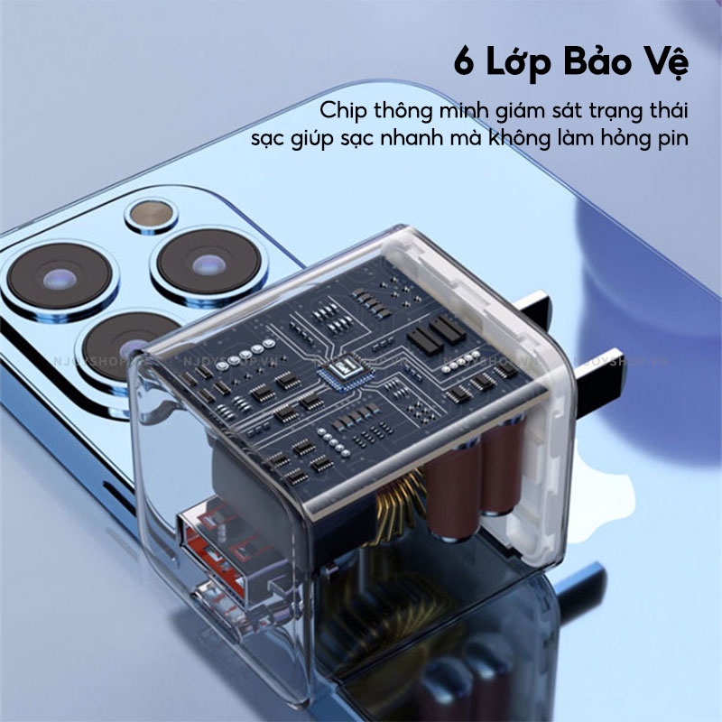 Củ Sạc Nhanh Remax Rp-u26 Siêu Nhỏ Gọn Sạc Nhanh Cổng Kép Gan Pd 33w + Qc 3.0 Cho Ip Samsung Xiaomi Huawei Oppo Njoyshop