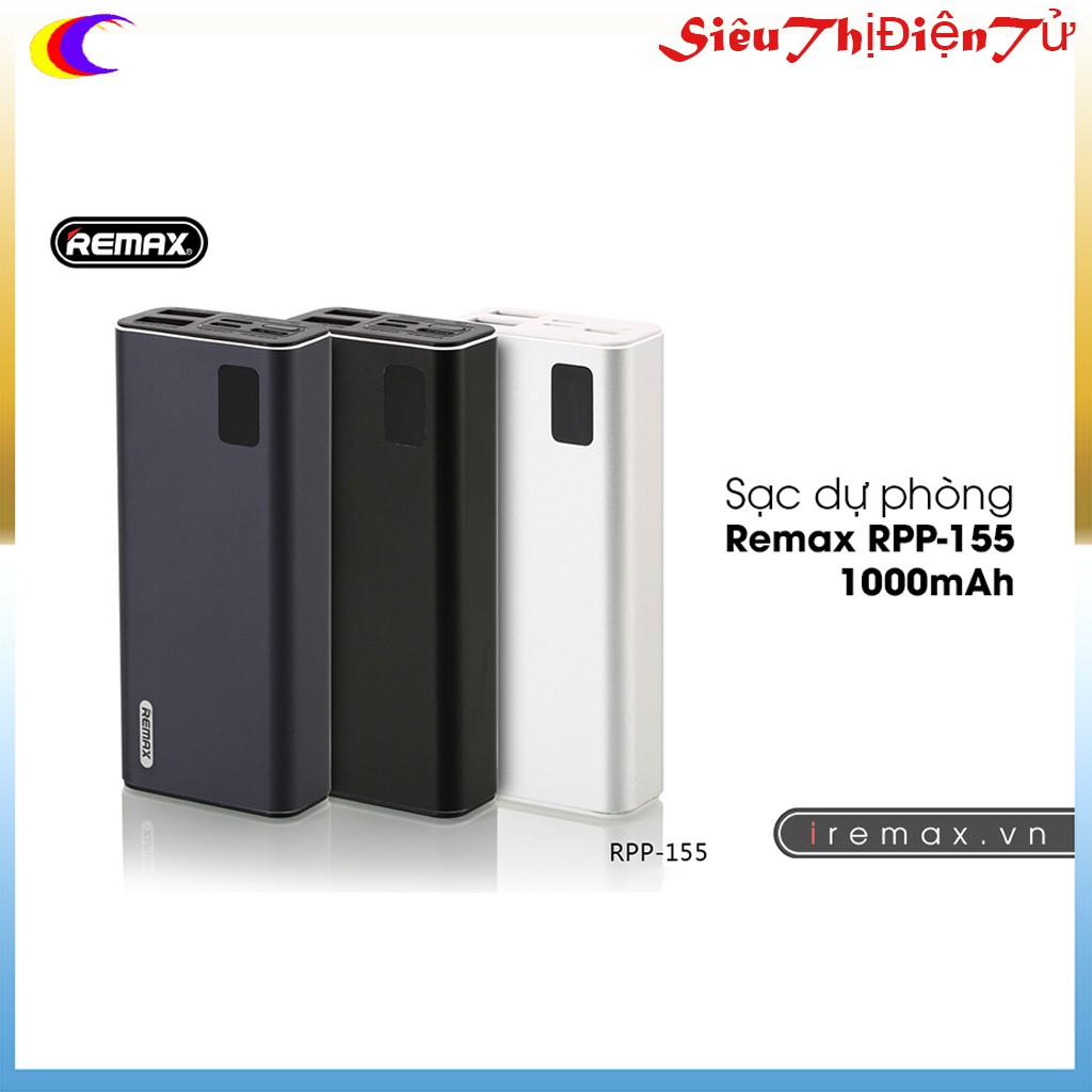 PIN SẠC DỰ PHÒNG 10000mAh REMAX RPP 155 CÓ ĐÈN LED SẠC NHANH