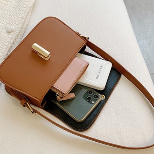 Túi xách nữ, túi đeo vai 1 bên, da trơn kiểu sắc đơn giản, có khóa nắp Little_Lisa_Store 467