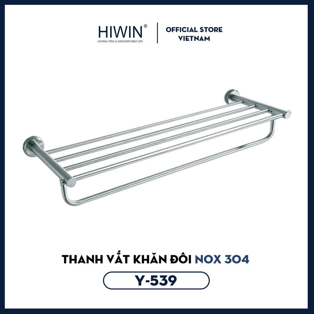 Giàn treo khăn nguyên khối đa năng chống gỉ mặt gương inox 304 Hiwin Y-539