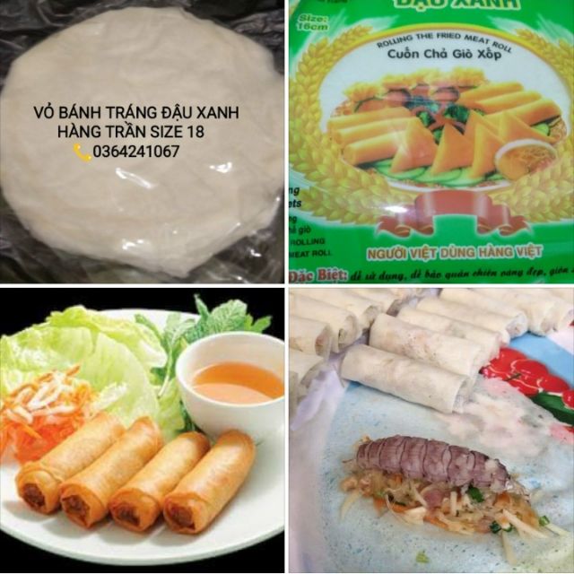 Vỏ bánh tráng đậu xanh hàng trần size 18 ( gói 40 lá)