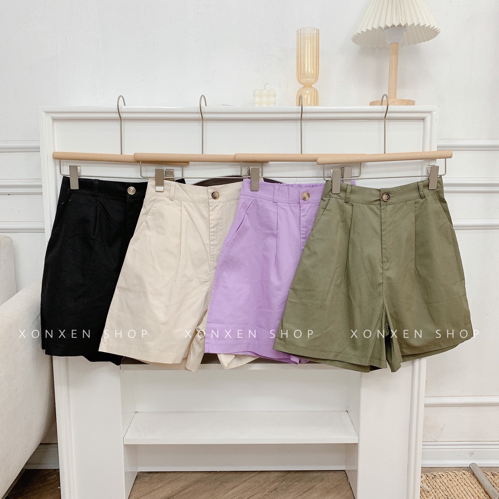 QUẦN SHORT NỮ chất vải kaki mềm lưng thun sau co giãn túi xéo dễ thương XONXEN SHOP size S M L mã 906