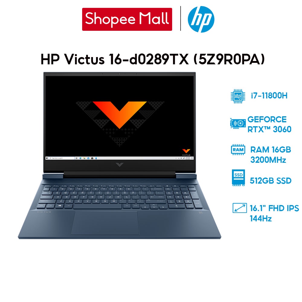 [Mã ELHP128 giảm 12% đơn 10TR] Laptop HP Victus 16-d0289TX 5Z9R0PA i7-11800H | 16GB | 512GB | GeForce RTX™ 3060 6GB