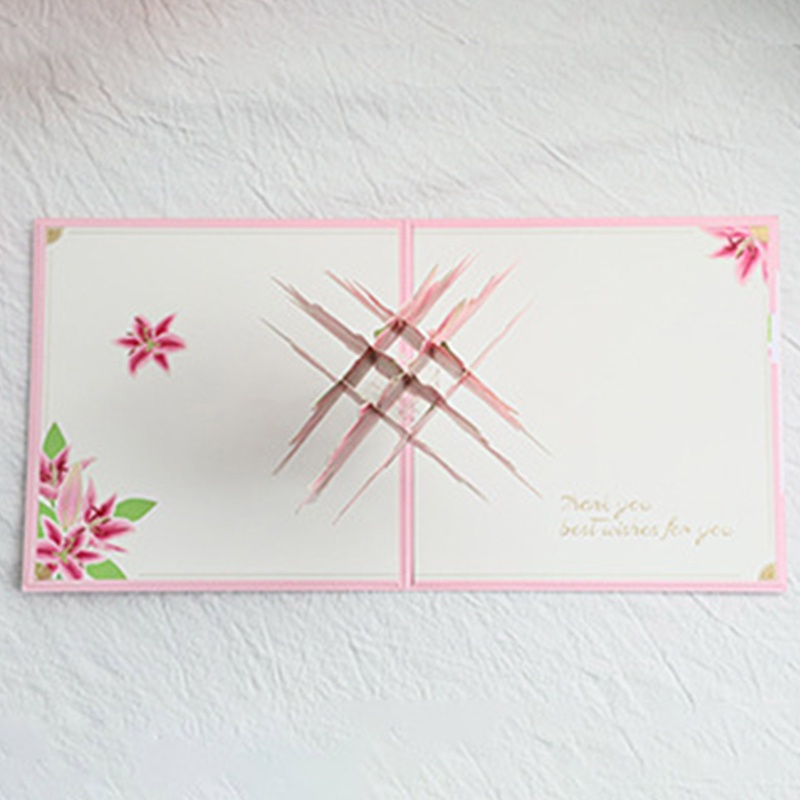 Thiệp Nổi 3D Hình Hoa Lily Xinh Xắn Kèm Phong Bì