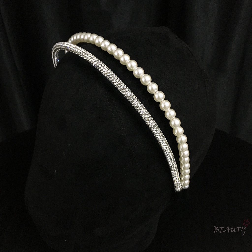 Băng Đô Cài Tóc Đính Đá Ngọc Trai Thời Trang Đơn Giản Cho Nữ