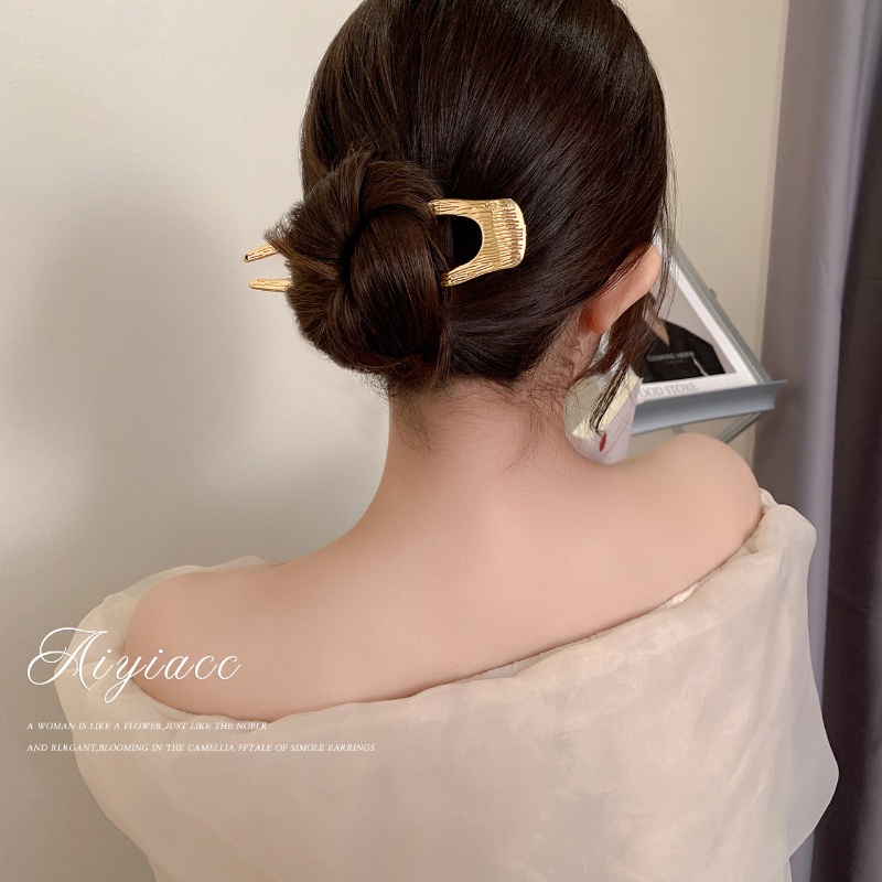Kẹp Tóc Kim Loại Hình Chữ U Đơn Giản Cổ Điển Thời Trang Dễ Phối Đồ