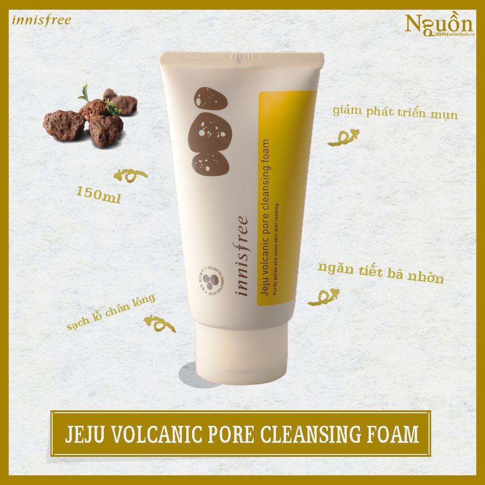 Sữa Rửa Mặt Tro Núi Lửa Làm sạch  Mụn Đầu Đen, Bã Nhờn Innisfree Jeju Volcanic Pore Cleansing Foam 150ml