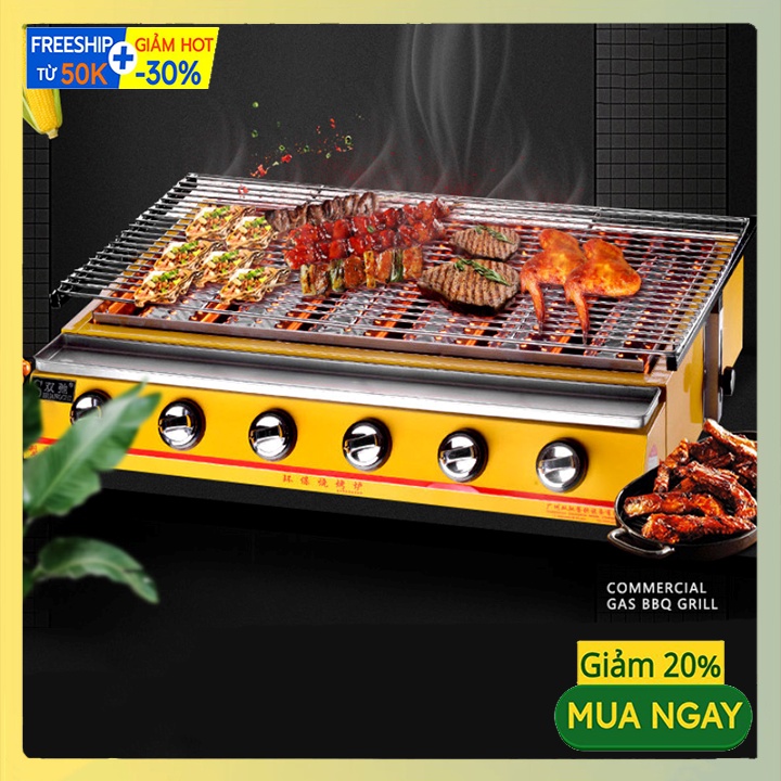 Bếp nướng BBQ bằng gas 6 họng 6 đầu đốt dài ET-K333