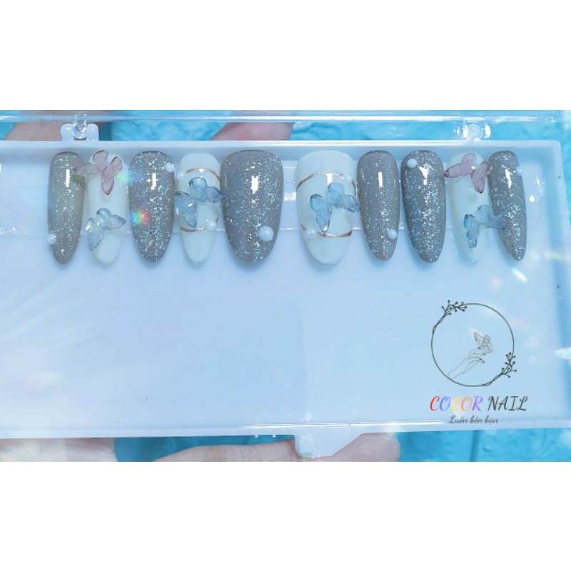 Nail box - Móng up thiết kế : Bướm xanh