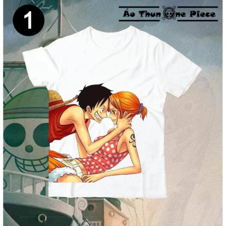 ⚡️THANH LÝ⚡️Áo Thun In Hình Cặp Đôi Luffy và Nami One Piece "Cực Kỳ Dễ Thương" - Áo Thun One Piece