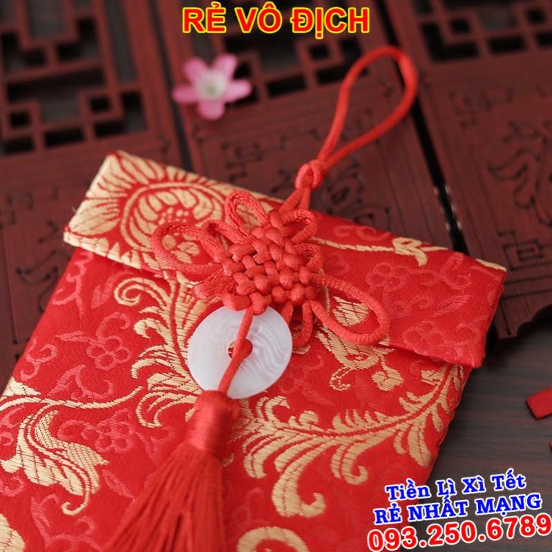 10 bao lì xì thổ cẩm - Bao Lì Xì Vải Gấm Nhiều Hoa Văn Cao cấp Ngày Tết,Cưới Hỏi, Nạp Tài. RỒNG DỌC NGỌC