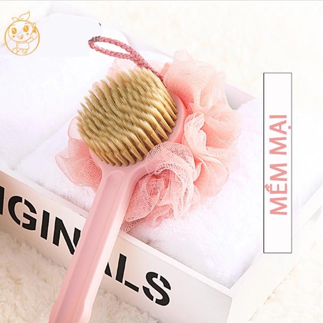 Cây bông tắm chà lưng cán dài massage tẩy tế bào chết