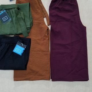 Quần Culottes cạp chun thắt lơ vải đũi