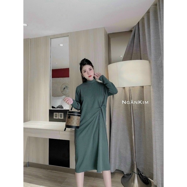 Váy bầu thu đông thiết kế Aidenshop Đầm bầu len tăm dài bigsize