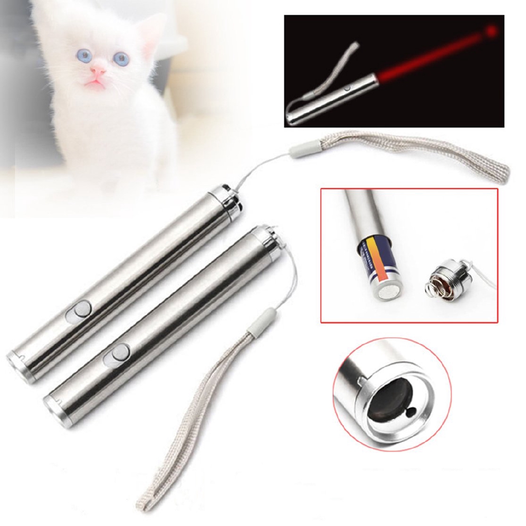 Đèn❤2-in-1 Red Laser Pointer Pen With White LED Light Laser Cat Stick Chaser Toy