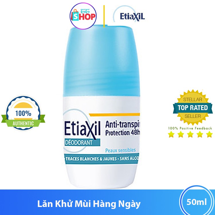 Lăn Khử Mùi Hàng Ngày ETIAXIL Deodorant Anti-Transpirant 48h Peaux Sensibles (50ml)
