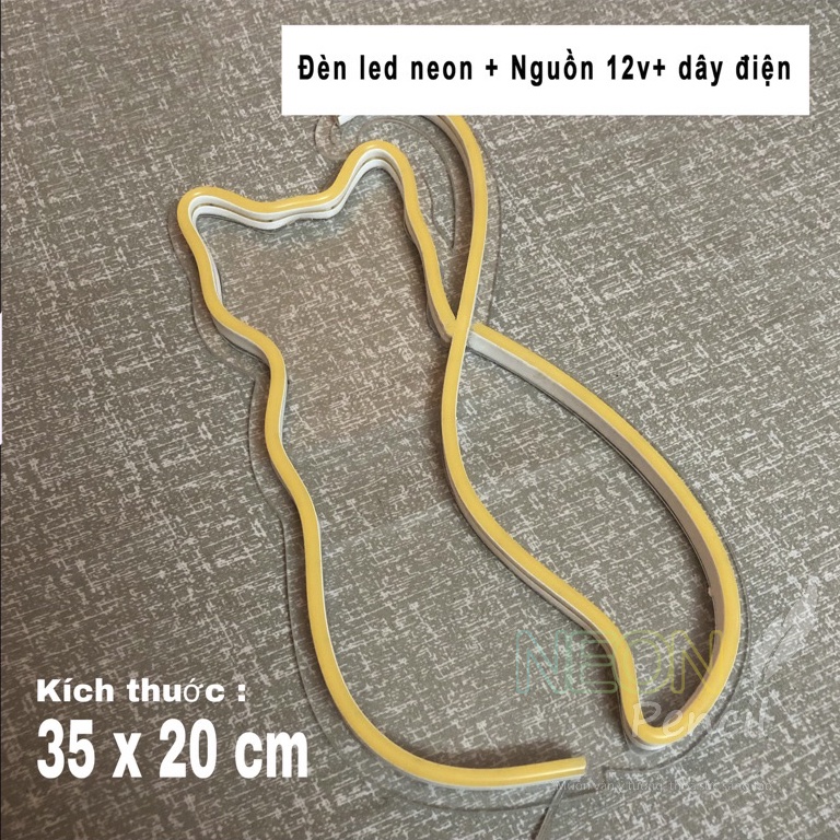 Đèn led Neon trang trí | Hình con mèo MC1 | Decor phòng ngủ | 35*20 cm | Đèn ngủ   | Quà tặng trang trí - PENCIL NEON