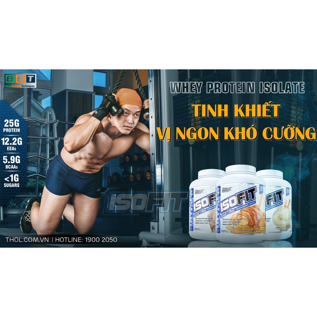 Whey protein Isofit tăng cơ tinh khiết 100% isolate