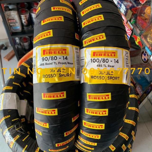 Cặp vỏ Pirelli Rosso Sport size 14 cho Vario, Click 150cc đời 2018