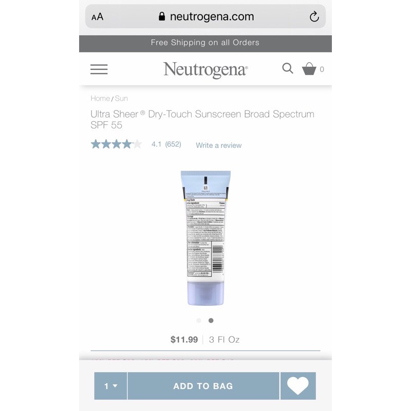 Kem chống nắng Neutrogena Ultra Sheer Dry Touch Sunscreen SPF 55 (88ml)