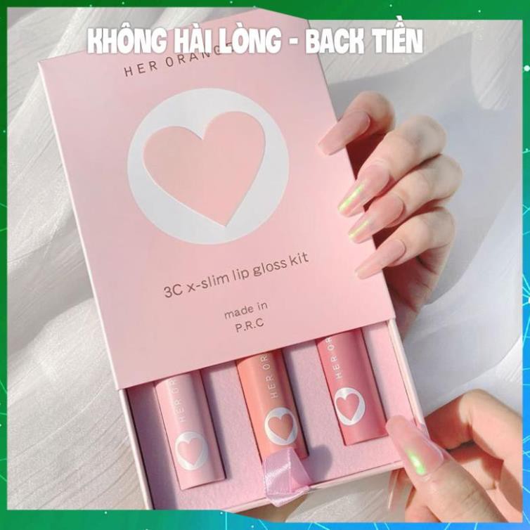 [HÀNG CHÍNH HÃNG] Full Set 3 Cây Son Herorange TẾT Vỏ Hồng Phấn 3Cx - Slim Lip Gloss Kit của KING DC hot trend