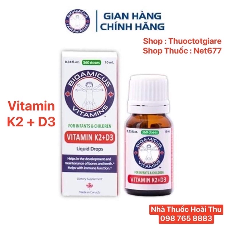 [Quà Tặng] BIOAMICUS Vitamin D3K2 - MK7 - Giúp xương chắc khoẻ, tăng chiều cao