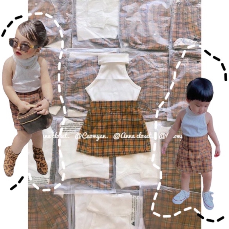 Set cổ lọ và cv caro cho bé gái