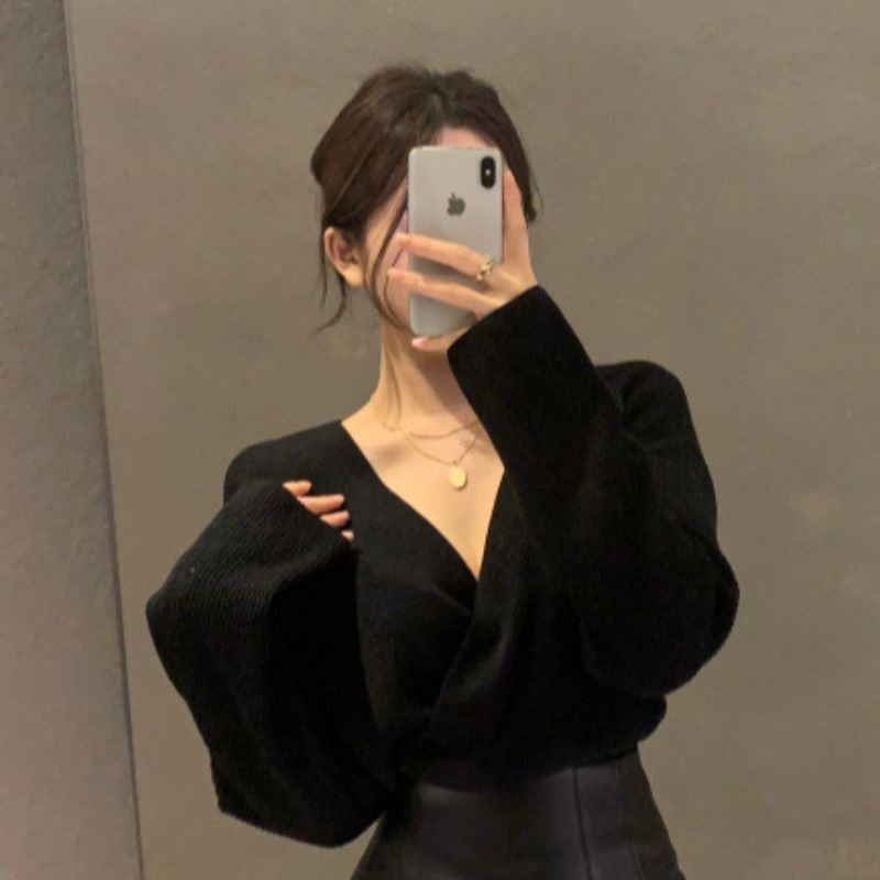 Áo sweater chui đầu tay dài cổ chữ V thời trang mùa thu phong cách Hàn Quốc trẻ trung mới cho nữ